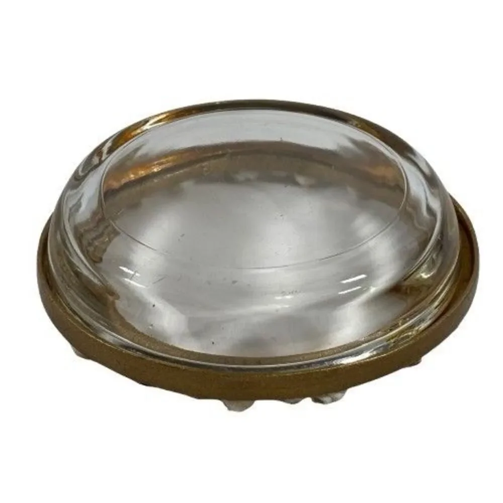 Real Seashell Encrusted Ashtray Glass Gold Tone Vintage Cigarette MCM Coastal